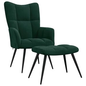 vidaXL Relaxing Chair With Stool Dark Green Velvet (100% polyester)