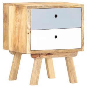 vidaXL Bedside Cabinet Brown, Grey, White Solid Mango Wood