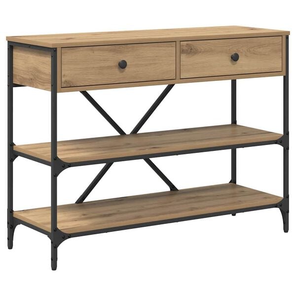 vidaXL Console Table with Drawer Brown 39.37 x 13.58 x 29.53 in Wood