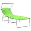 vidaXL Sun Lounger Green Powder-coated Steel Standard Foldable