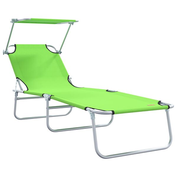 vidaXL Sun Lounger Green Powder-coated Steel Standard Foldable