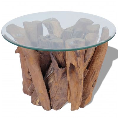 vidaXL Coffee Table Solid Teak Driftwood 23.6"