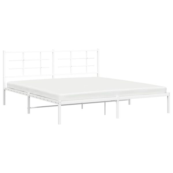 vidaXL Bed Frame White Steel Super King Bed Frame Rectangular Modern