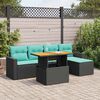 vidaXL 6 Piece Patio Sofa Set with Cushions Black Poly Rattan