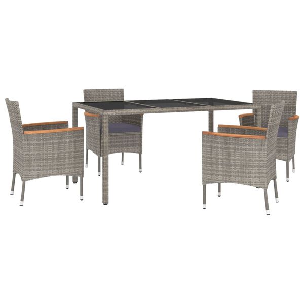 vidaXL Patio Dining Set Set of 4 Gray