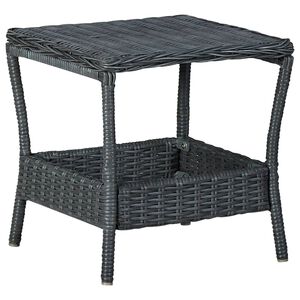 vidaXL Garden Table Dark Grey PE Rattan, Powder-Coated Steel, PP board