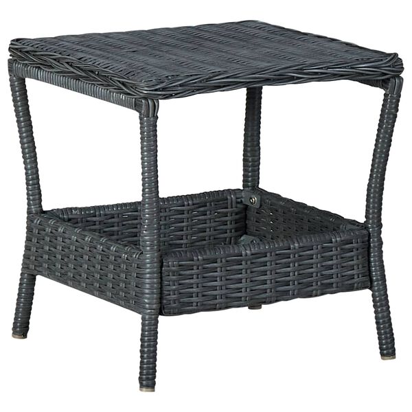 vidaXL Garden Table Dark Grey PE Rattan, Powder-Coated Steel, PP board