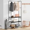 vidaXL Clothes Rack Black Oak 30.31 x 11.81 x 67.32 in Engineered Wood