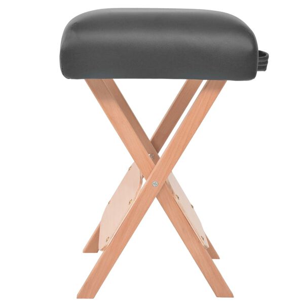 vidaXL Folding Massage Stool Black Faux leather (100% PVC), solid wood