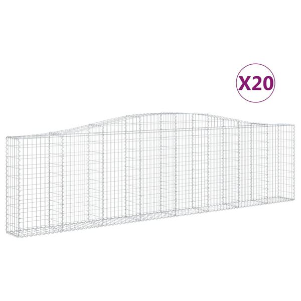 vidaXL Gabion Basket Set of 20 Silver Galvanized Iron Large
