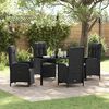 vidaXL Garden Dining Set with Cushion 5 pcs Black Poly Rattan