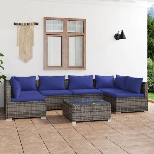 vidaXL Garden Lounge Set Grey, Dark Blue