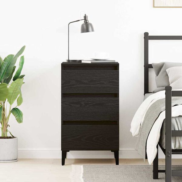 vidaXL Bedside Cabinet with Drawer Black Oak 17.72 x 13.78 x 17.32 in