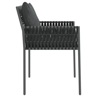 vidaXL Patio Chairs with Cushions 2 pcs Black 21.3"x24"x32.7" Poly Rattan