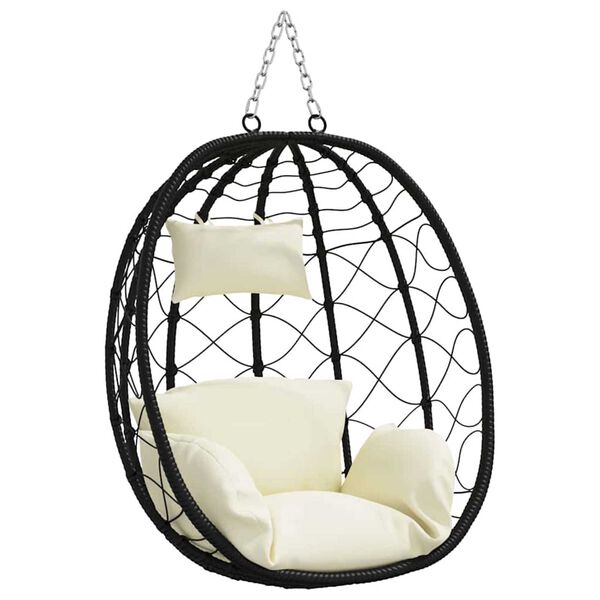 vidaXL Hanging Egg Chair Cream white 91.5 x 60 x 110 cm poly rattan