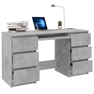 vidaXL Writing Desk Concrete Gray 55.1"x19.7"x30.3" Engineered Wood