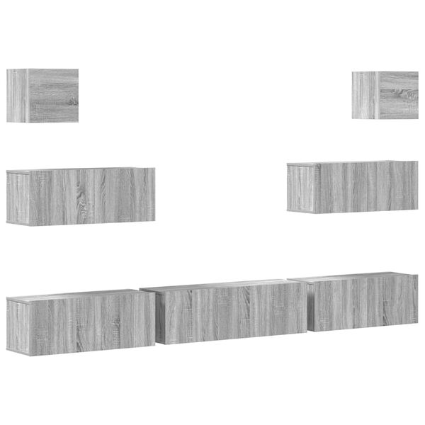 vidaXL TV Cabinet Set 7 Piece Set Grey Sonoma Engineered Wood