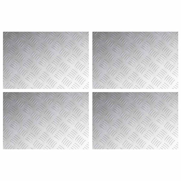 vidaXL Stair Tread Rectangular 4 pcs Silver 23.62 x 15.75 in Aluminium