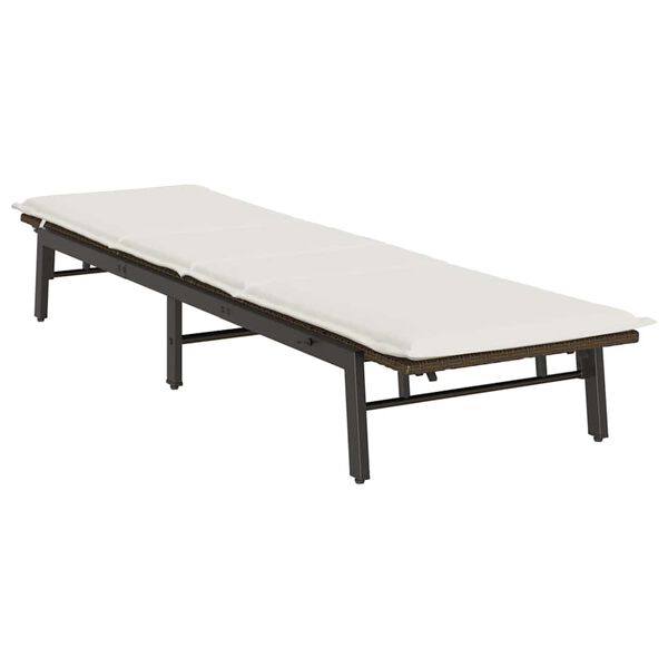 vidaXL Sun Lounger Brown PE rattan Standard Adjustable Armrests