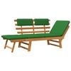 vidaXL Garden Bench Green, Brown Solid Acacia wood, Polyester Medium