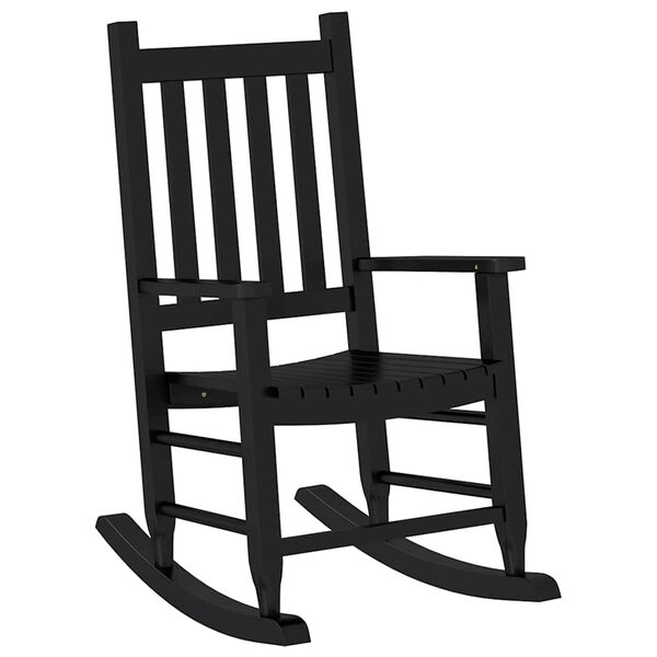 vidaXL Rocking Chair Black Poplar wood Medium-sized Durable