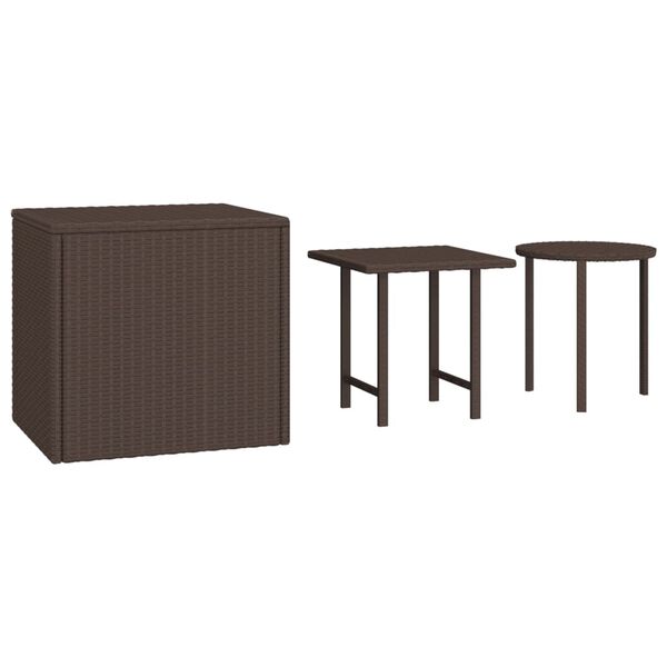 vidaXL Garden Side Table Brown PE rattan Small Stackable