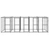 vidaXL Dog Kennel Black and silver Powder-coated steel, PE