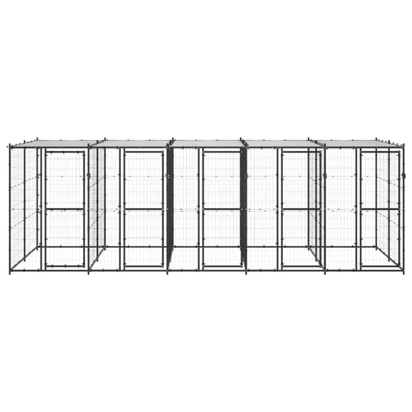 vidaXL Dog Kennel Black and silver Powder-coated steel, PE