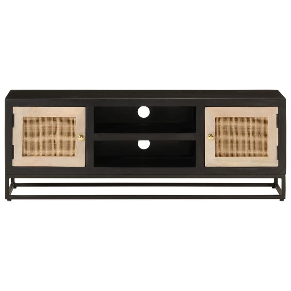 vidaXL TV Cabinet Black Solid mango wood, Iron TV Cabinet Rectangular
