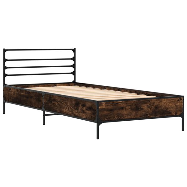 vidaXL Bed Frame Smoked Oak Engineered Wood Small Single Durable
