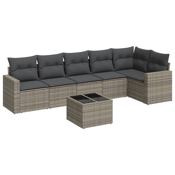 vidaXL Garden Sofa Set Grey PE rattan Large UV-resistant materials