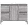 vidaXL Sink Cabinet Grey Sonoma Engineered Wood, Metal Sink Cabinet