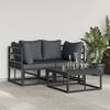 vidaXL Garden Sofa Set with Cushion 3 pcs Black Aluminium