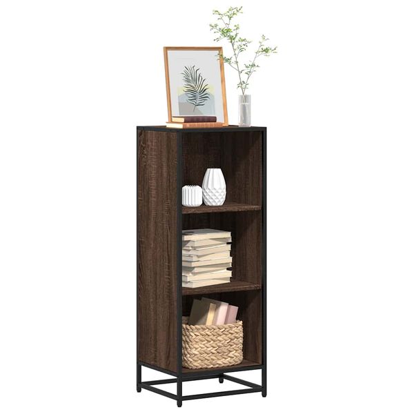 vidaXL Book Cabinet Brown oak Engineered wood, metal Medium Book Cabinet
