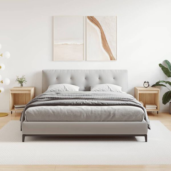 vidaXL Nightstand Set of 2 Sonoma Oak Engineered wood, Metal Small