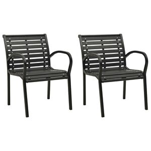 vidaXL Garden Chair Set of 2 Black Steel with powder-coated finish, WPC