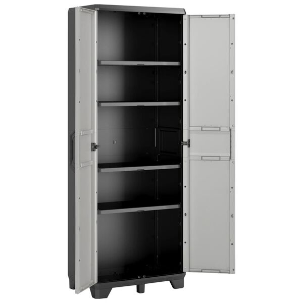 Keter Tall Cabinet Black and Grey Polypropylene Tall Adjustable Feet