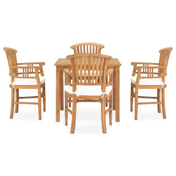 vidaXL Patio Dining Set Set of 4 Natural teak Solid teak wood