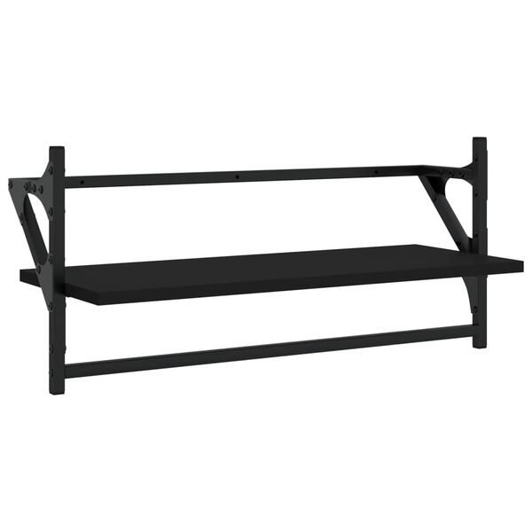 vidaXL Wall Shelf Set of 2 Black Engineered wood, metal Medium
