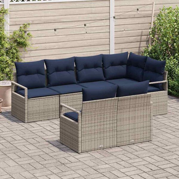 vidaXL Sofa Set 7 pcs Grey Poly Rattan