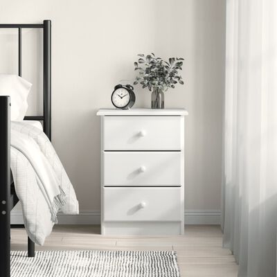 vidaXL Bedside Cabinet ALTA White 16.1"x13.8"x21.9" Solid Wood Pine