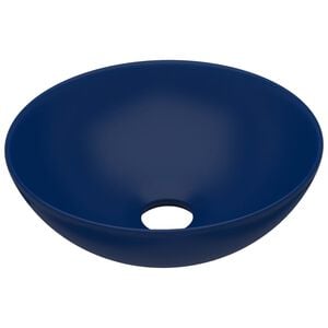 vidaXL Bathroom Sink Ceramic Dark Blue Round