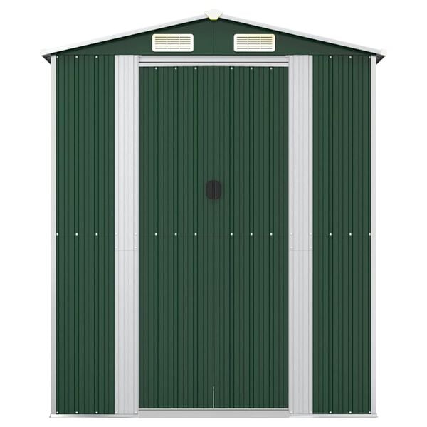 vidaXL Garden Shed Green Galvanized Steel Large Garden Shed