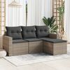 vidaXL Garden Sofa Set Grey Poly Rattan 4 Piece Set Modular
