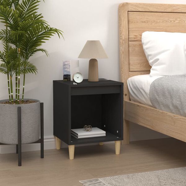 vidaXL Bedside Cabinet Black Engineered wood Bedside Cabinet Rectangular
