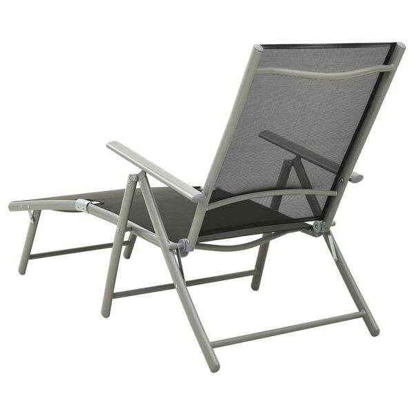 vidaXL Sun Lounger Black and Silver Aluminum, Textilene Standard