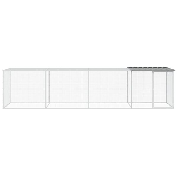 vidaXL Chicken Cage Light Gray Galvanized Steel 158.7 x 38.6 x 35.4 in