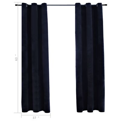 vidaXL Blackout Curtains with Rings 2 pcs Black 37"x63" Velvet