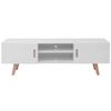 vidaXL TV Stand Shiny White MDF, Beechwood, Steel Large TV Stand