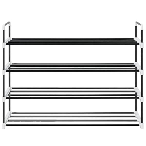 vidaXL Shoe Rack Black Metal and Plastic Medium Shoe Rack Rectangular